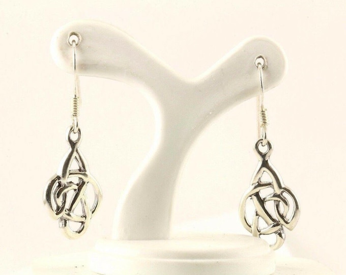 Vintage Celtic Knot Design Drop/dangle Earrings 925 Sterling Er 636
