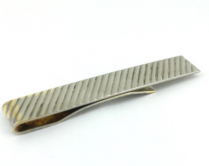 Vintage Men's Striped Tie Clip 925 Sterling Silver OT 422