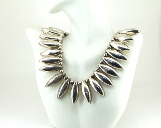 Vintage Taxco Heavy Link Necklace Collar  925 Sterling Silver NC 1414