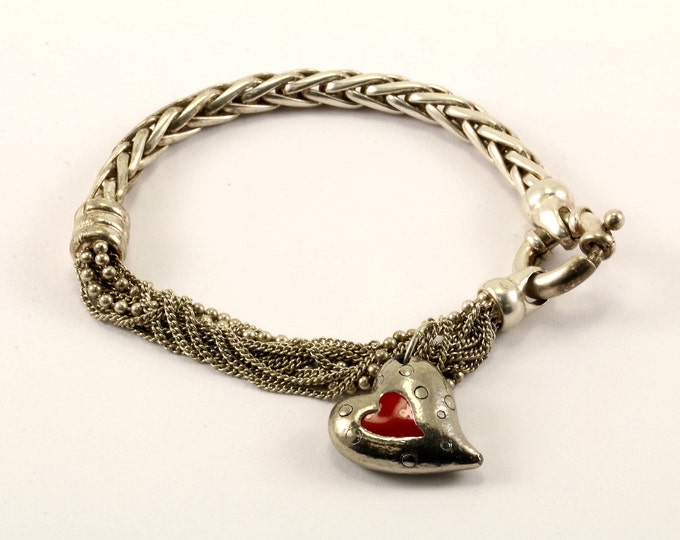 Vintage Fox Tail Heart Design Bracelet 925 Sterling BR 1323