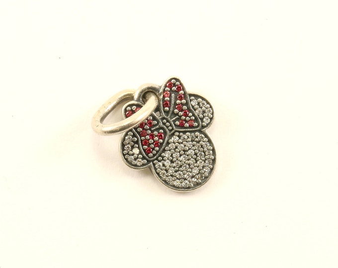 Vintage Pandora Disney Minnie Crystal Pendant 925 Silver PD 1780-E