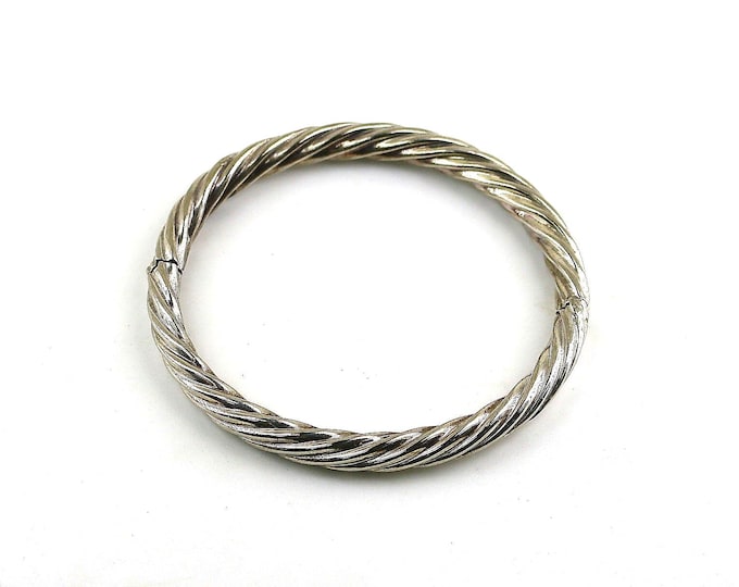 Vintage Italy Beautiful Shiny Twisted Scroll Design Round Bangle Bracelet 925 Sterling BR 1554