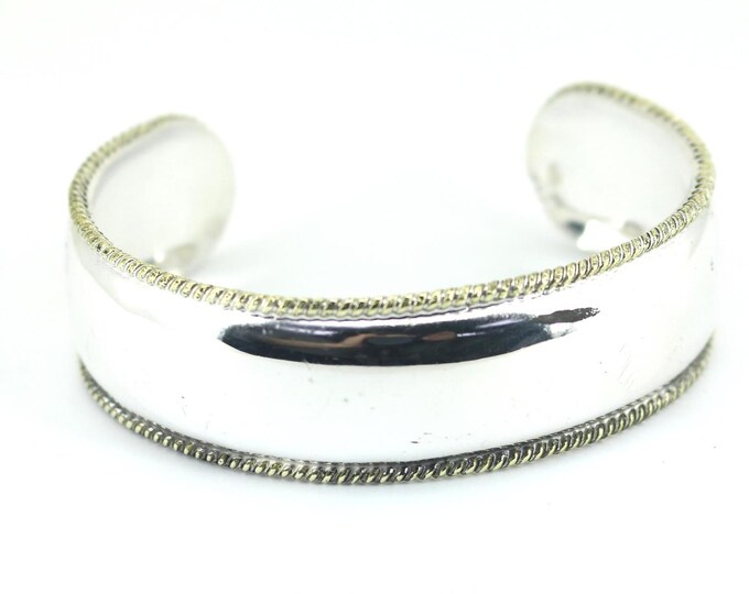 Vintage Two Braids Gold Plated Cuff Bracelet 925 Sterling BR 3154