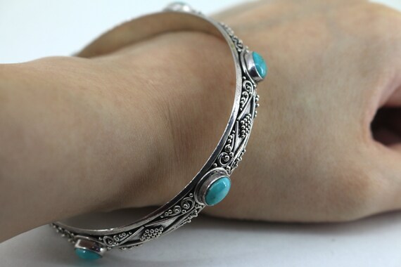 アクセサリー vintage turquoise silver925 bangle Boho 925 Sterling Silver Vintage Turquoise Tibetan Tibet