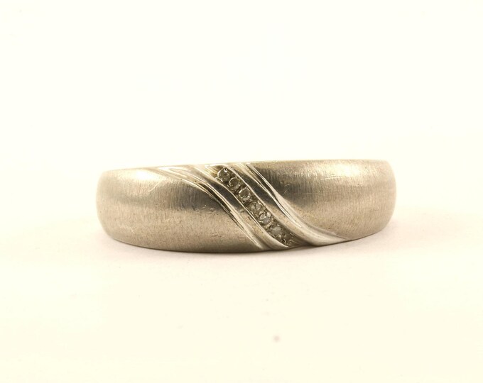 Vintage Size 12 Natural Diamonds Band Ring 925 Sterling Rg 549