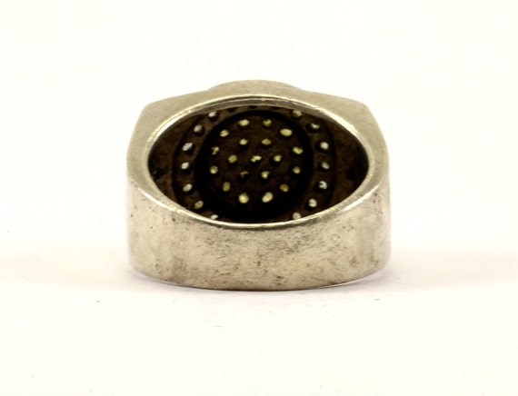 Vintage Size 9.25 Men's Design Crystal Ring Sterl… - image 3