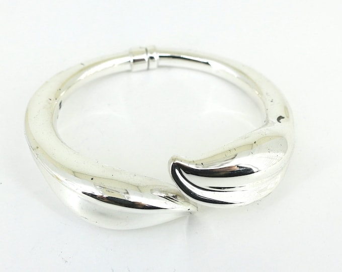 Vintage Italy Hinged Chunky Clamper Bangle Bracelet Sterling Silver BR 2218