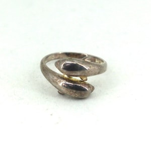 Vintage Size 8  Dolphins Wrap Around Ring 925 Sterling Silver Rg 3047
