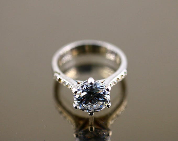 Vintage Sparkling White Round Crystal CZ Promise Ring 925 Sterling Silver Size 8.25 RG 4169