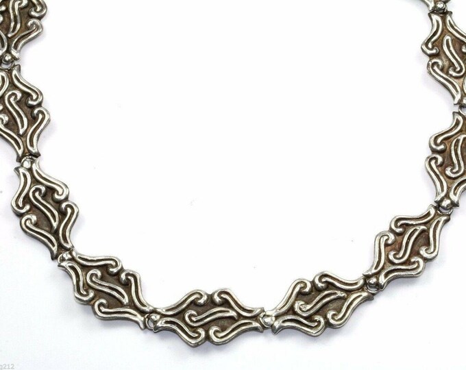 Vintage Scroll Design Shape Links Woman Necklace 925 Sterling Nc 713(273796571180)