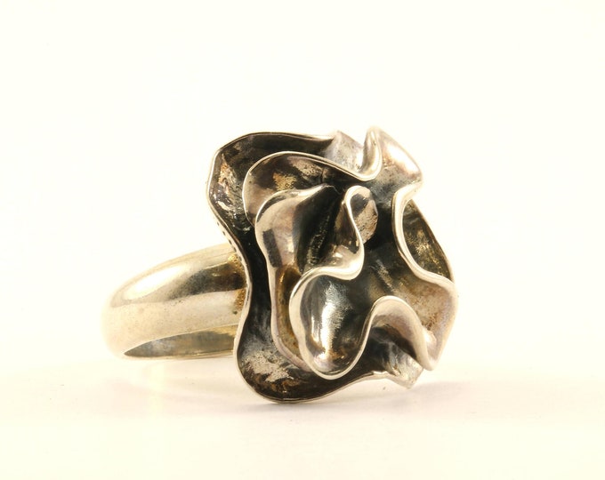 Vintage Size 10 Silpada Blooming Flower Cocktail Ring 925 Sterling Silver Rg 801