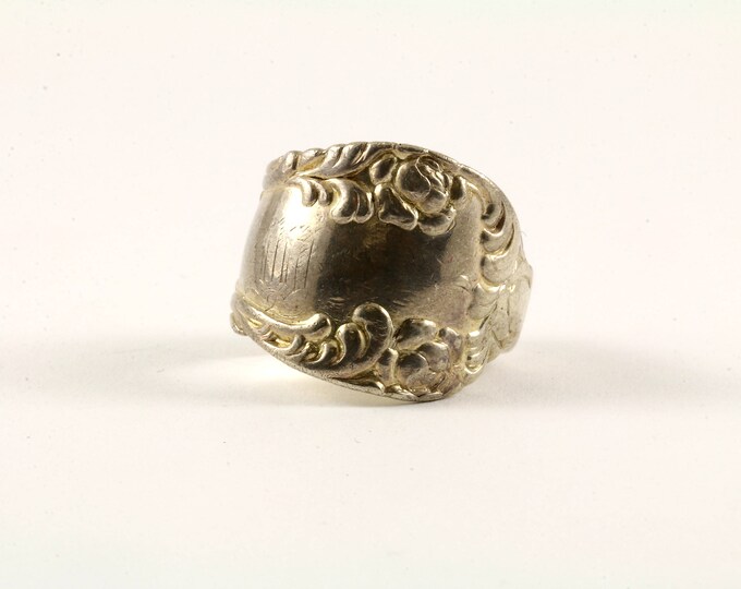 Vintage Floral Design Spoon Ring 925 Sterling RG 3668