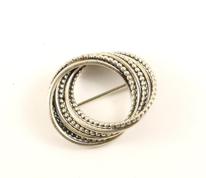 Vintage Beautiful Beau Designer Round Circle Swirl Design PinBrooch 925 Sterling BB 1510