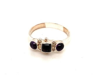 Vintage Chrysoberyl & Stone Sterling Silver Ring Size 7.5 RG 1751N