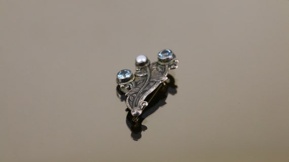 Vintage Beautiful Gray Pearl Blue Topaz Birthston… - image 6