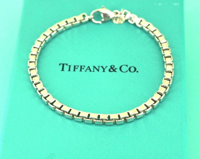 Authentic Tiffany & Co  Box Chain  Bracelet | Sterling Silver Bracelet | BR 924