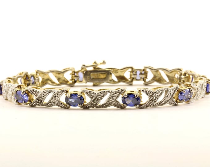 Vintage Xoxo Blue Sapphire Color Crystals Bracelet 925 Sterling Br 684