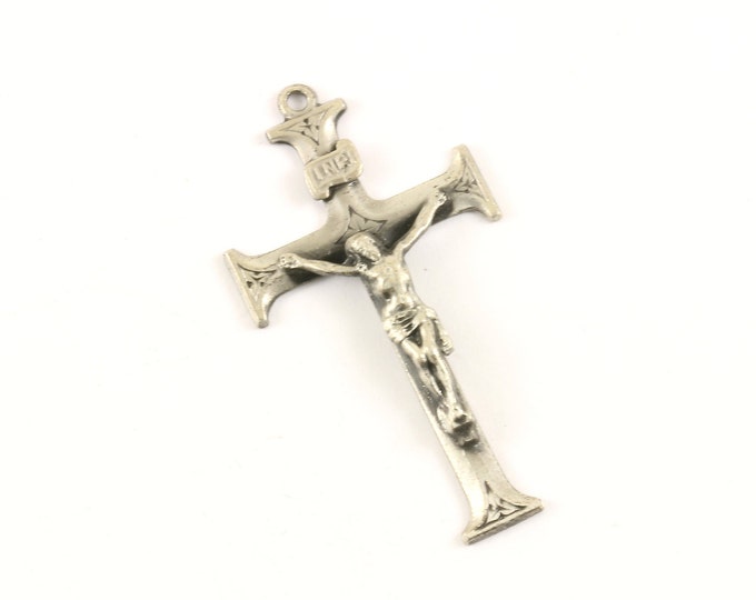 Vintage Religious Cross Jesus Christ Design Pendant 925 Sterling PD 2297