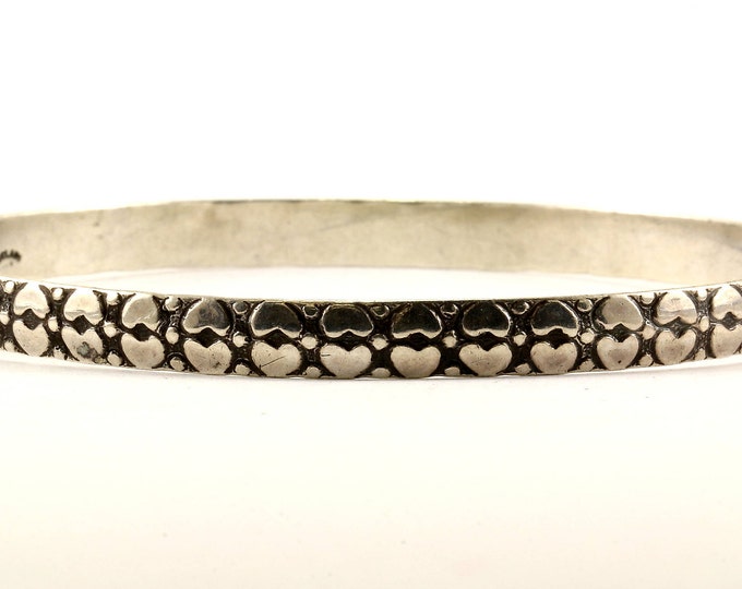 Vintage Hearts Bangle Bracelet 925 Sterling BR 2816