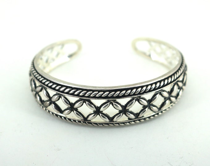 Vintage 6.5 In Thai SU Cuff Bracelet 925 Sterling Br 2474