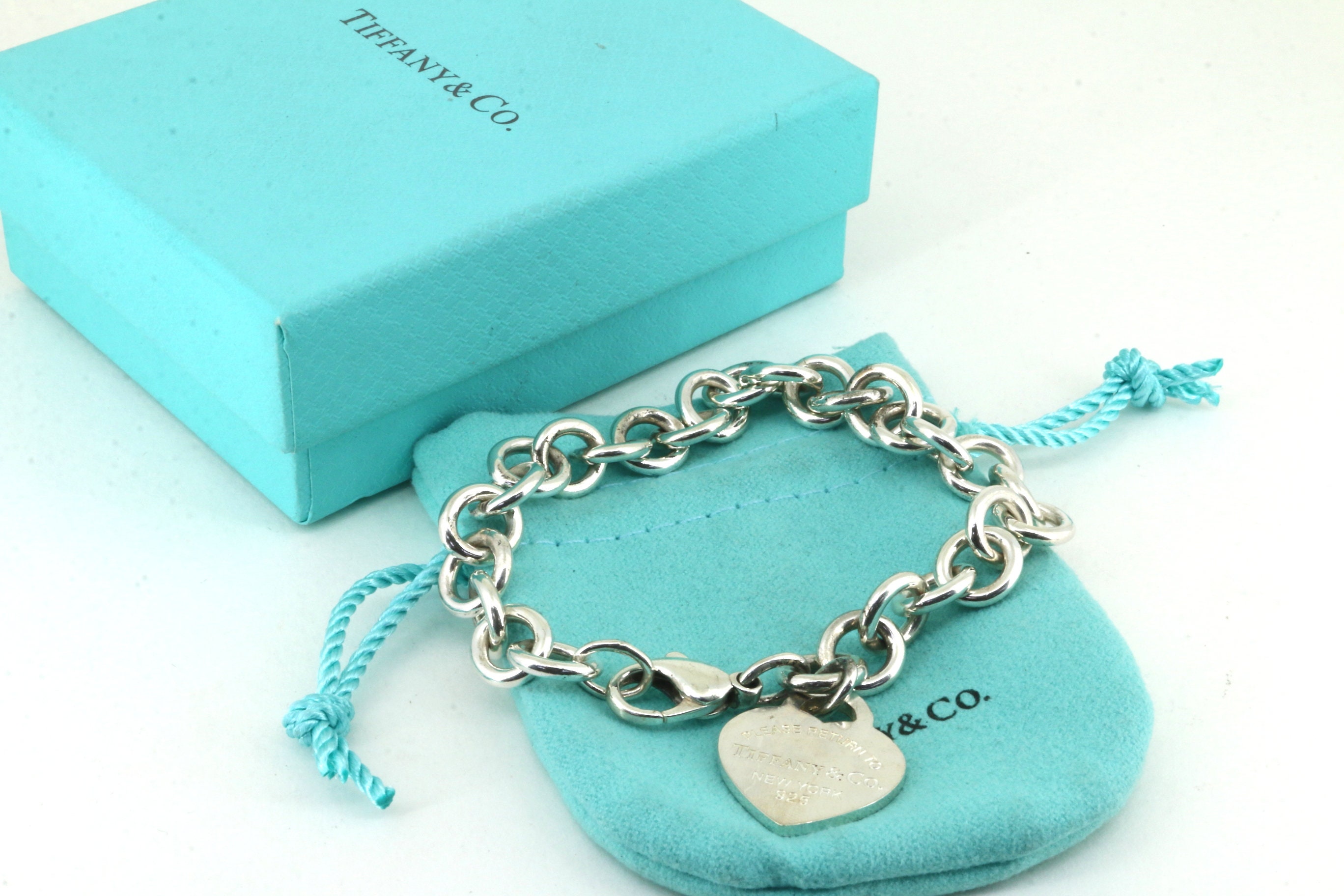 Tiffany Sterling Silver Heart Engraved Chain Bracelet | eBay