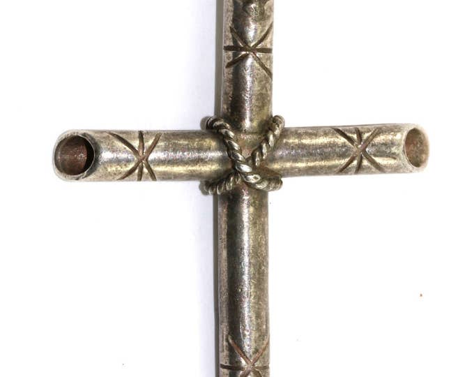 Large Religious Cross Crucifix Hollow Pendant 925 Sterling Silver PD 1333 - E