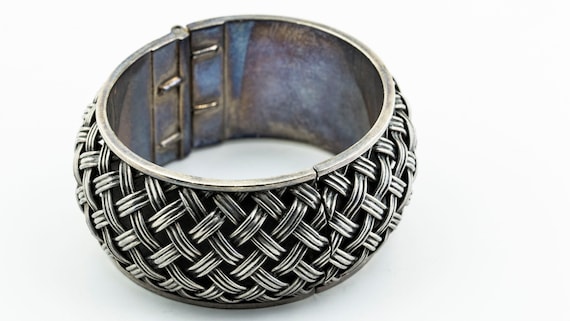 Buy Vintage Twisted Weaving Pattern Design Wide Bangle 925 
