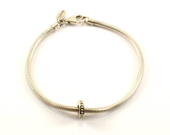Vintage Reflection Beads Snake Design Charm Bracelet 925 Sterling BR 1095-E