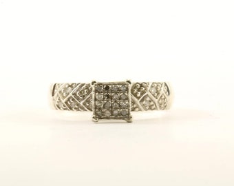 Größe 7.25 Natürliche Diamanten Inlay Ring 925 Sterling Silber Rg 114