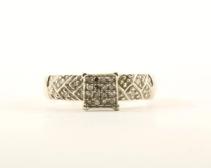 Size 7.25 Natural Diamonds Inlay  Ring 925 Sterling Silver Rg 114