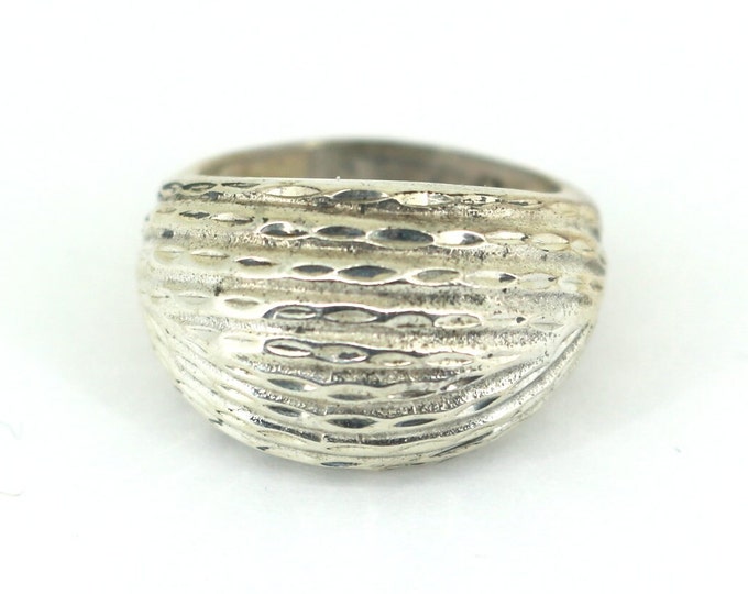 Vintage Size 6.5 Wide Ruffle Band Ring 925 Sterling Silver RG 3218
