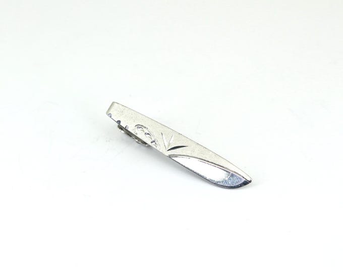 Vintage Minimalistic Pattern Tie Bar Clip 925 Sterling 925 Silver OT 11