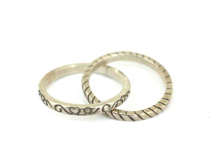 Vintage Beautiful Thin Two In One Scroll Band Design Ring 925 Sterling RG 4281