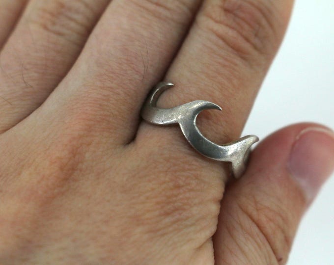 Vintage Size 10 Wave Wavy Band Design Ring 925 Sterling Rg 4291