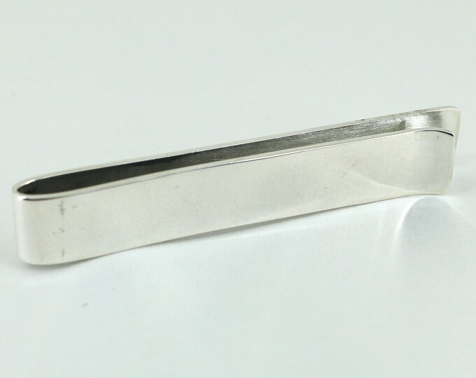 Vintage  Personalized Classic Bar Tie Clip 925 Sterling Silver OT 292