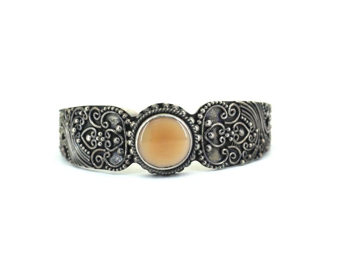 Vintage BA Sterling Indonesia Quartz Wide Cuff Bracelet 925 Sterling BR 3674