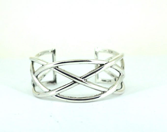 Authentic Tiffany & Co Woven Cuff Bracelet Sterling Silver BR 2639