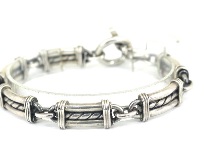 Vintage Mexico Heavy Toggle Link Bracelet 925 Sterling BR 3781
