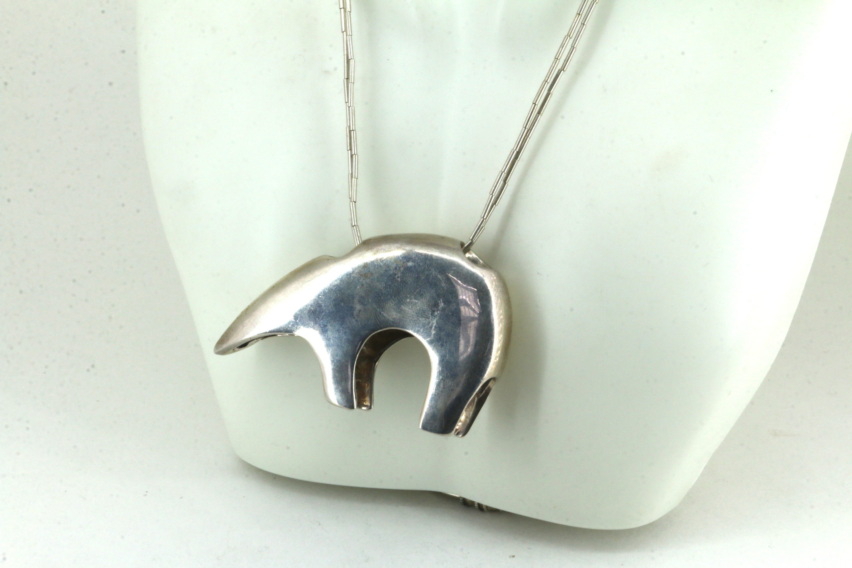 Vintage Chunky Bear Pendant Necklace 925 Sterling NC 1397 - Etsy