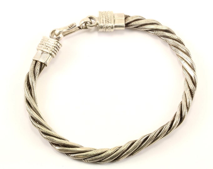 Vintage Twisted Multi Chain Design Hook Bracelet 925 Sterling BR 1174