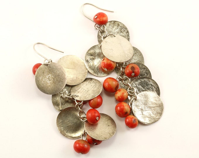 Vintage Beads Beaded Dangle Design Drop Dangle Earrings Sterling Silver ER 1201