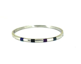 Vintage Mexico Thin Belt Buckle Bangle Bracelet 925 Sterling