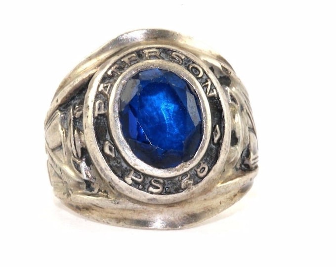 1971 Paterson Ps School Ring Blue Cz 925 Sterling Rg 377