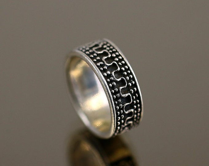 Vintage Plain Simple Beads Beaded Snake Band Design Ring 925 Sterling Size 6.75 Rg 4354