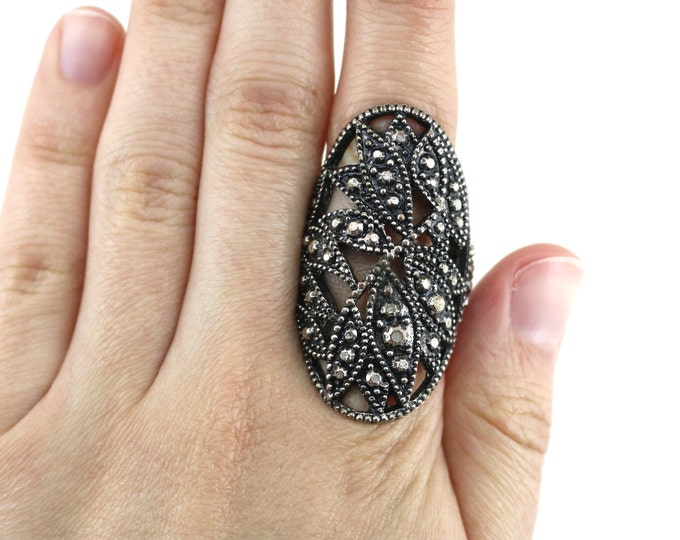 Vintage Size 7 Large Oval  Ring 925 Sterling RG 3130