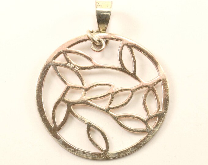 Vintage Round Leafs Pendant 925 Sterling Silver PD 2301
