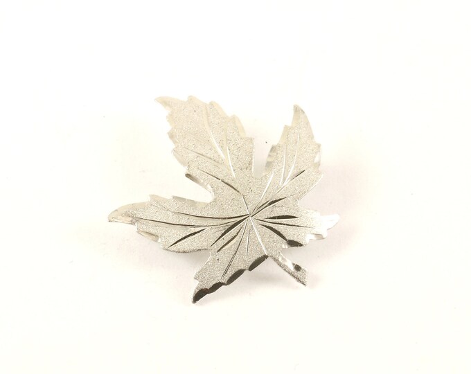 Vintage Silver EMC Leaf Matte & Gloss Design Pin/Brooch 925 Sterling BB 1576