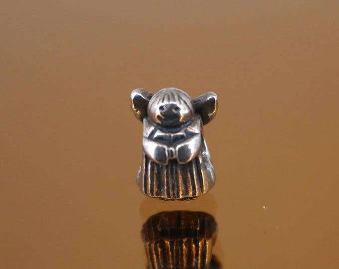 Vintage Pandora Angel Of Hope Charm Block Bead For European Bracelet Sterling Silver CH 198