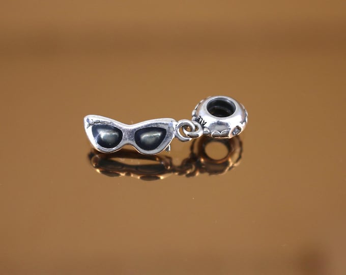 Vintage Pandora Sunshine Diva Sunglasses Charm Block Bead For European Bracelet Sterling Silver CH 238