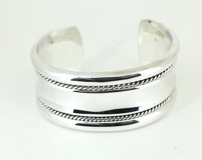 Vintage 6.75 In Mexico Two Braids Cuff Bracelet Sterling Silver BR 3671